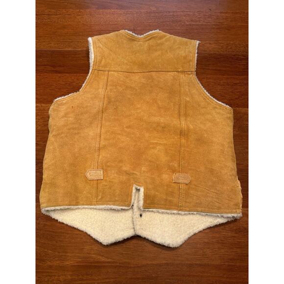 XL Vintage Chess King Sherpa Lined Suede Western Cowboy Vest 70s Snap - Picture 12 of 12
